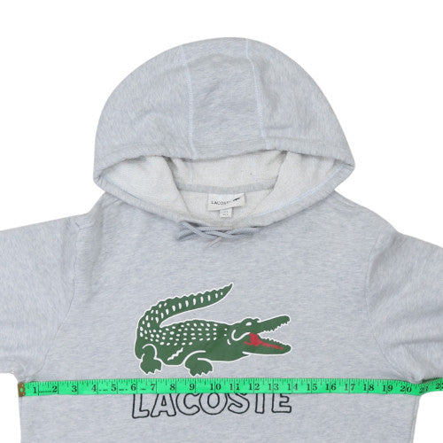 Lacoste Mens Grey Pullover Hoodie S Logo Fleece Sweatshirt