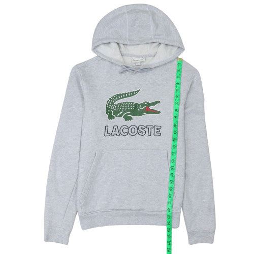 Lacoste Mens Grey Pullover Hoodie S Logo Fleece Sweatshirt