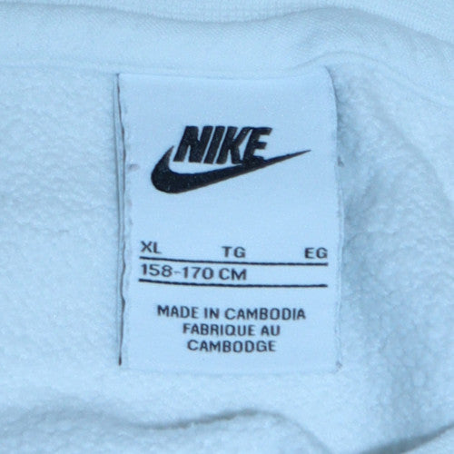 Nike Teens White Pullover Sweatshirt XL Crew Neck Fleece Sports Logo