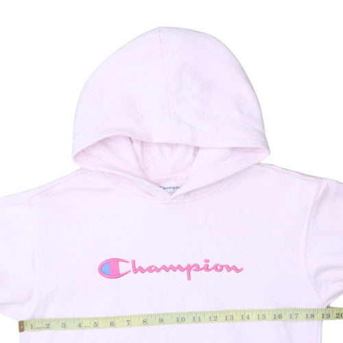 Champion Womens Pink XL Pullover Hoodie Cotton Blend Logo Sweatshirt