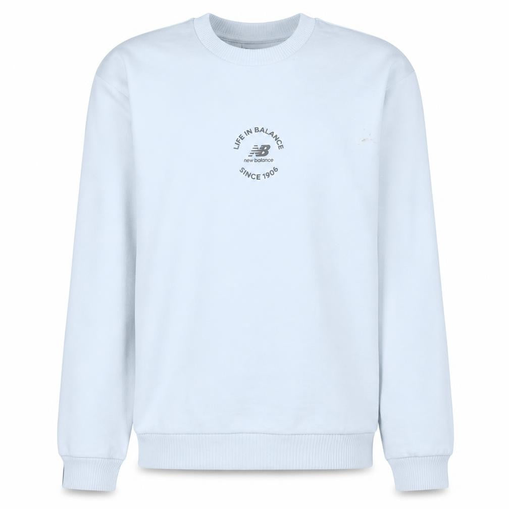New Balance Men's White S Pullover Sweatshirt Crew Neck Logo