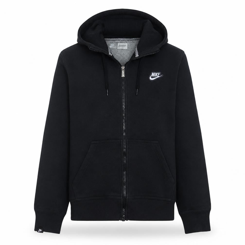 Nike Men's Black Full Zip Fleece Hoodie M Regular Logo Sportswear