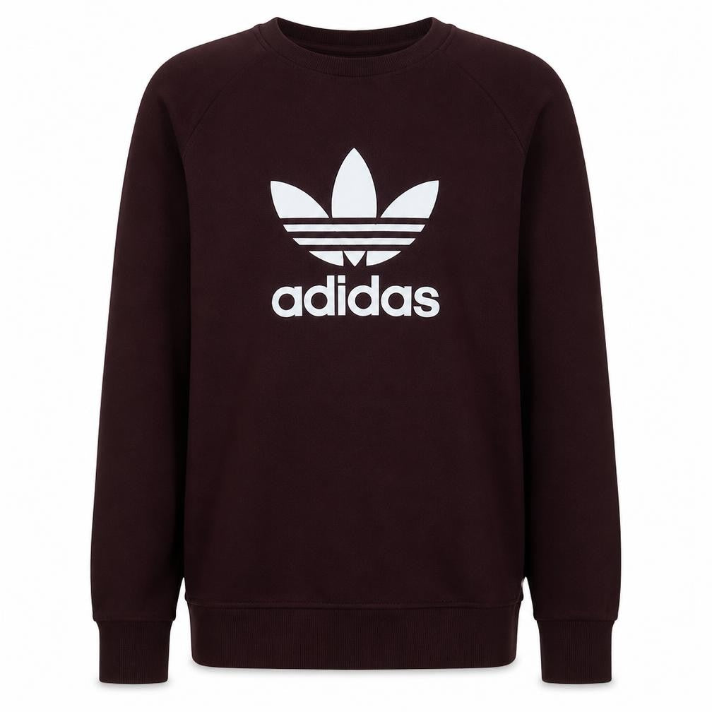 Adidas Men's Brown Crew Neck Pullover Sweatshirt M Logo Fleece