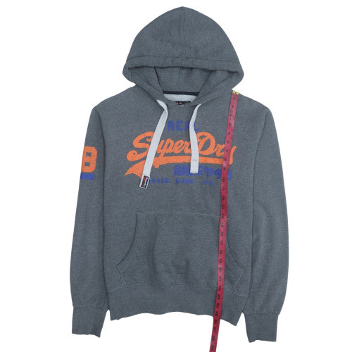 Superdry Men's Grey Pullover Hoodie Medium Regular Fit Logo Fleece