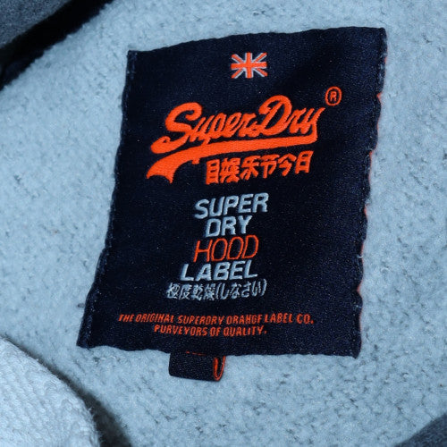 Superdry Men's Grey Pullover Hoodie Medium Regular Fit Logo Fleece
