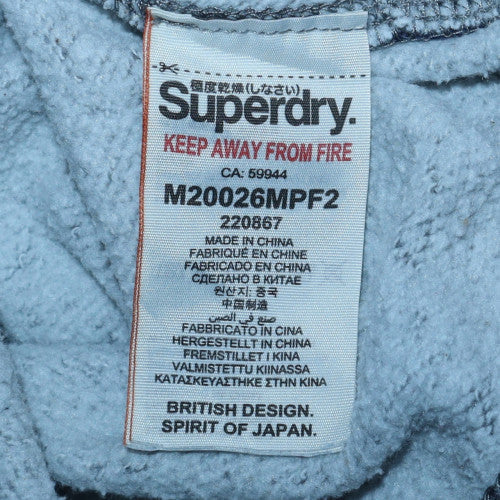 Superdry Men's Grey Pullover Hoodie Medium Regular Fit Logo Fleece