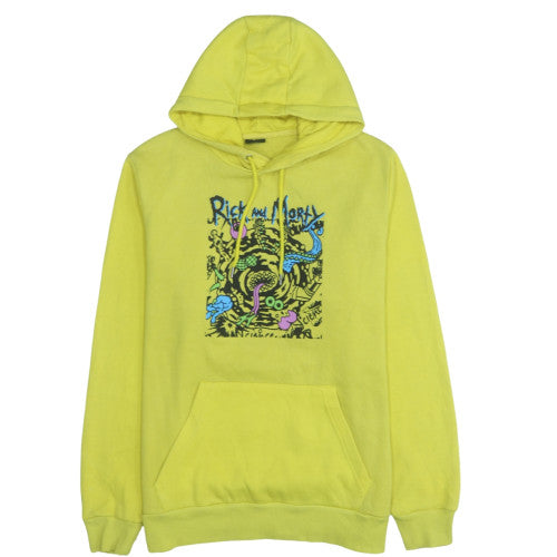 Primark Rick and Morty Men's Yellow Pullover Hoodie Size L