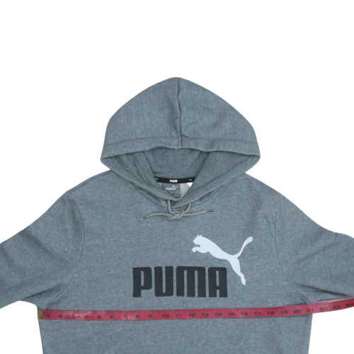 Puma Men's Grey Pullover Hoodie M Logo Fleece Sweatshirt