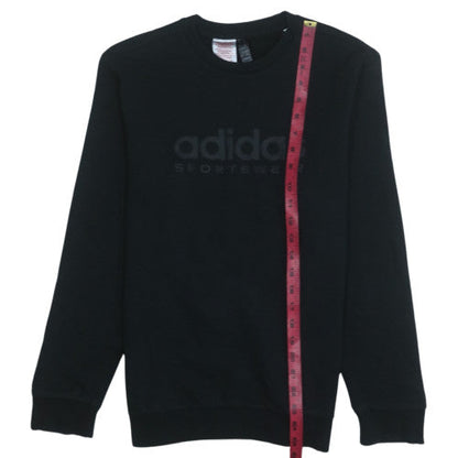 Back view of Adidas boys’ black sportswear sweatshirt, size 14-15, years crew neck pullover