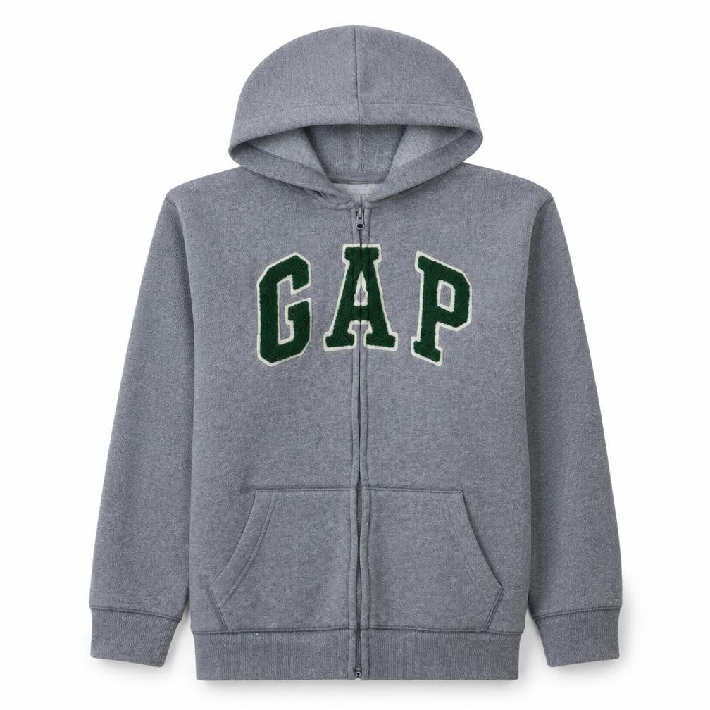 Gap Boys Grey XXL Full Zip Hoodie with Logo Embroidery