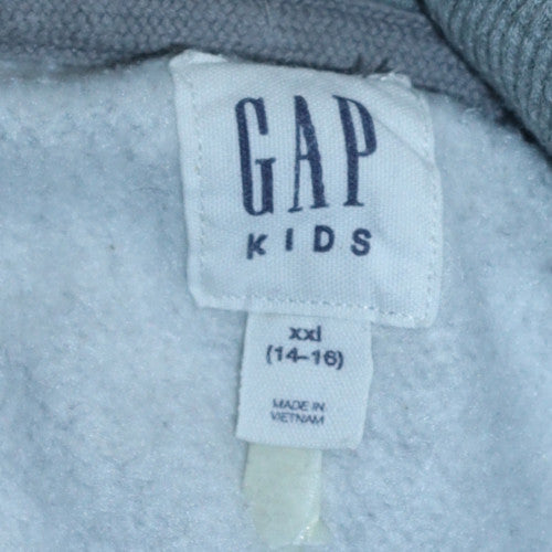 GAP Boys Grey XXL Full Zip Hoodie with Logo Embroidery