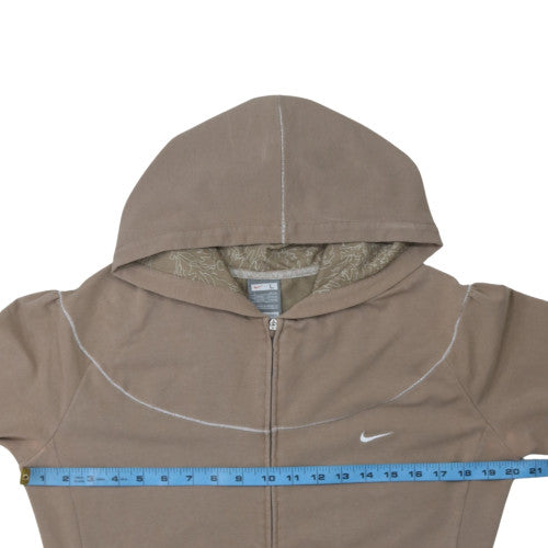 Nike Mens Beige Full Zip Hoodie L Fleece Fit Dry Casual Wear