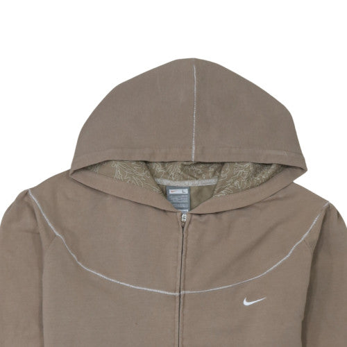 Nike Mens Beige Full Zip Hoodie L Fleece Fit Dry Casual Wear