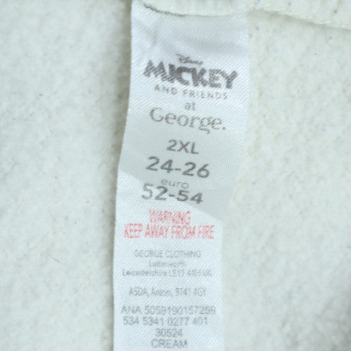 Disney Mickey & Friends George Women White 2XL Pullover Sweatshirt