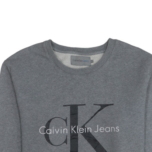 Calvin Klein Jeans Men's Grey Logo Crew Neck Sweatshirt Size M