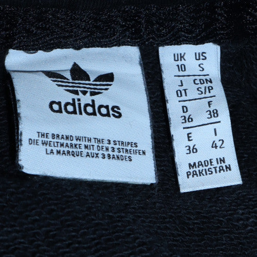 Adidas Womens Black Size 10 Pullover Hoodie with Logo and Stripes