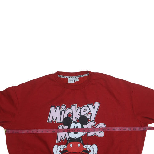 Disney Women Red Mickey Mouse Pullover Sweatshirt Size 14 Classic Fit