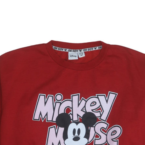 Disney Women Red Mickey Mouse Pullover Sweatshirt Size 14 Classic Fit