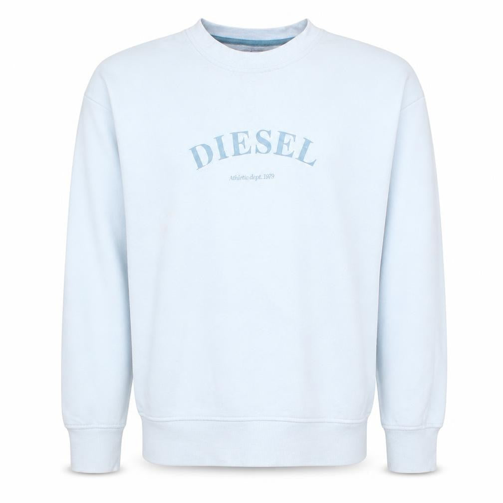Diesel Men's White Small Logo Crew Neck Pullover Sweatshirt
