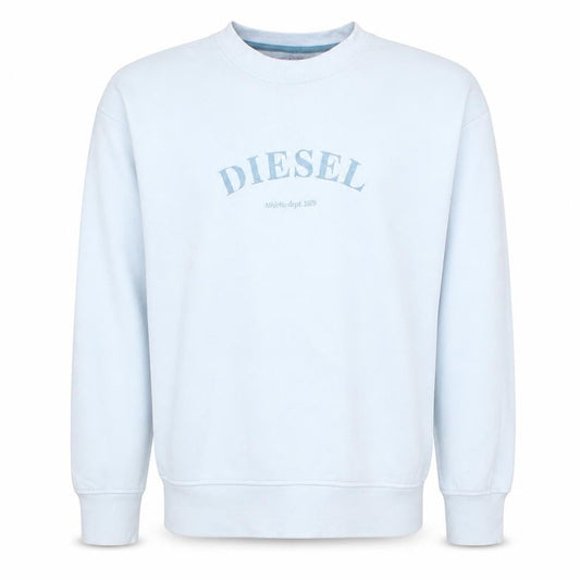 Diesel Men's White Small Logo Crew Neck Pullover Sweatshirt
