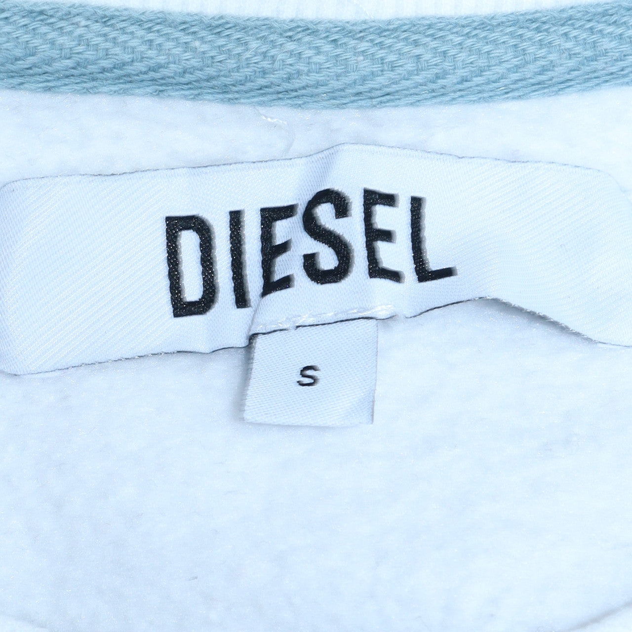Diesel Men's White Small Logo Crew Neck Pullover Sweatshirt
