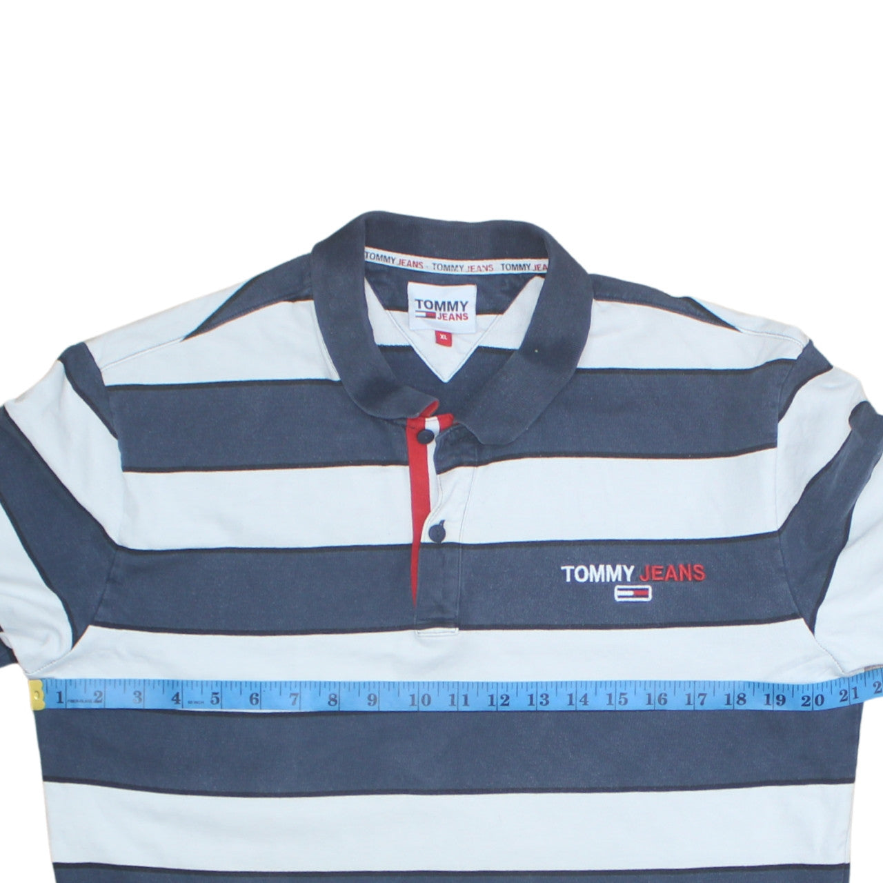 Tommy Jeans Men’s Blue Striped Henley Sweatshirt XL