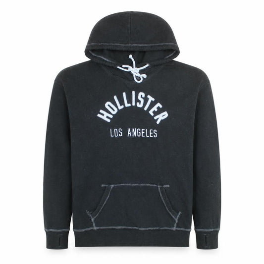 Hollister Men’s Black Pullover Hoodie L Hooded Sweatshirt Los Angeles Logo