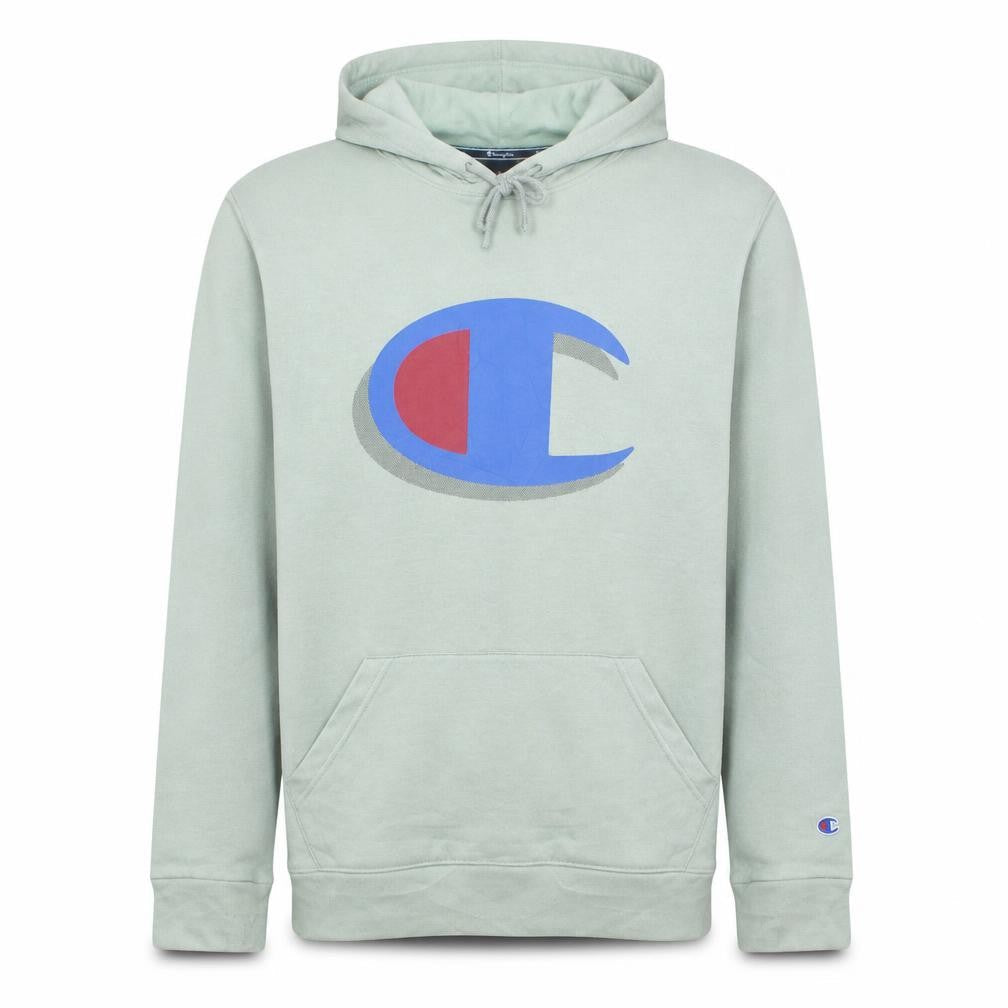 Champion Men's Green Pullover Hoodie Medium Logo Graphic Sweatshirt