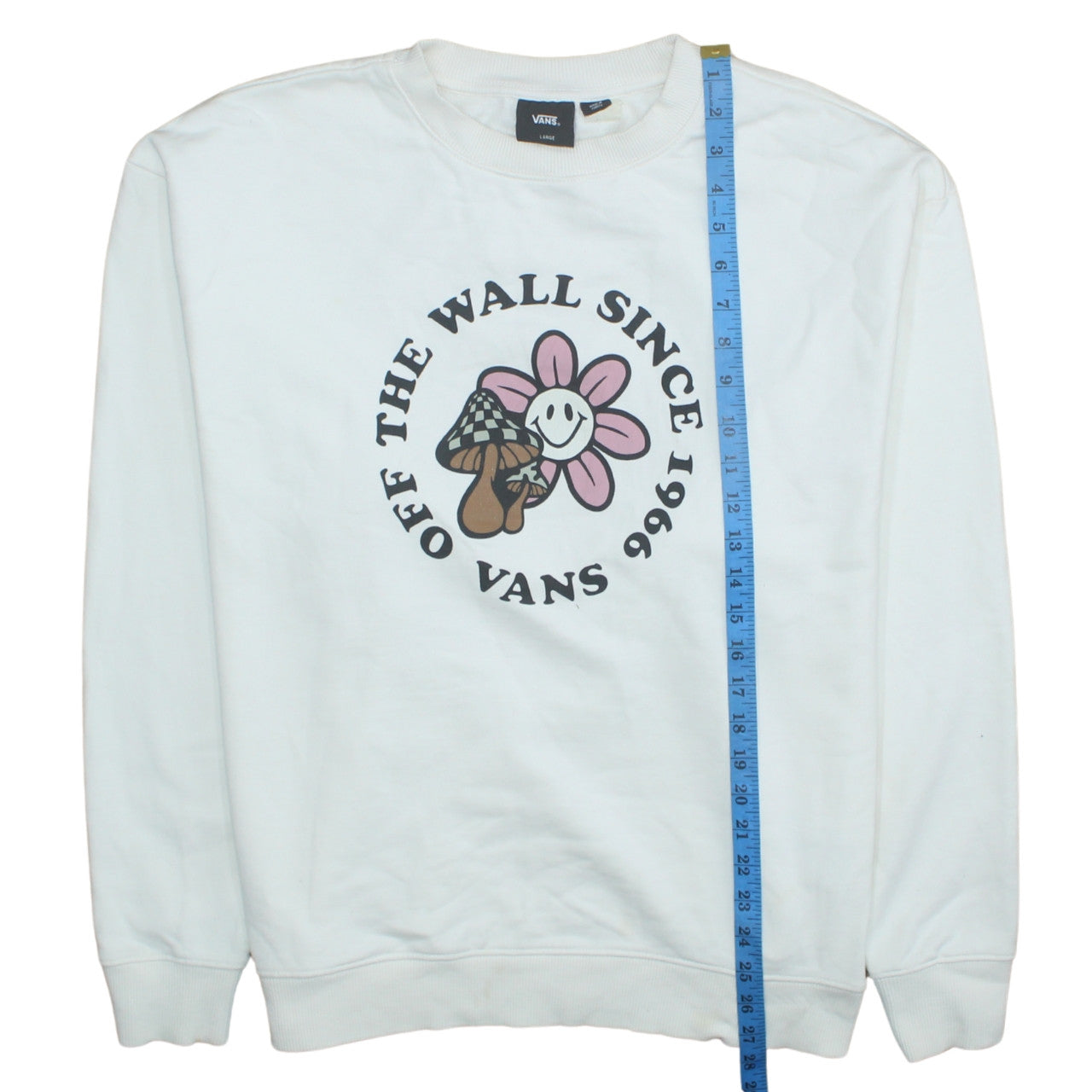 Vans Womens White Large Pullover Sweatshirt with Flower Graphic