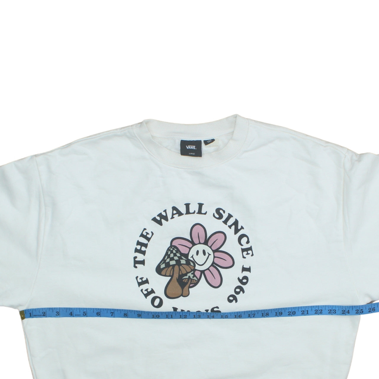 Vans Womens White Large Pullover Sweatshirt with Flower Graphic