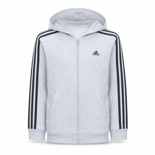 Adidas Boys Grey Full Zip Hoodie 13-14 Years Hooded Sportswear