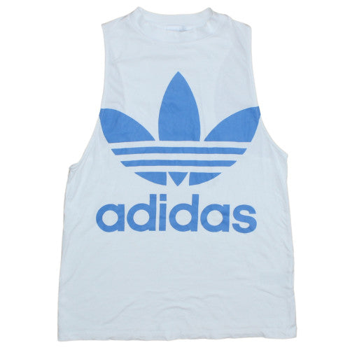 Adidas Women's White Cotton Tank Top Size 10 Crew Neck Sleeveless