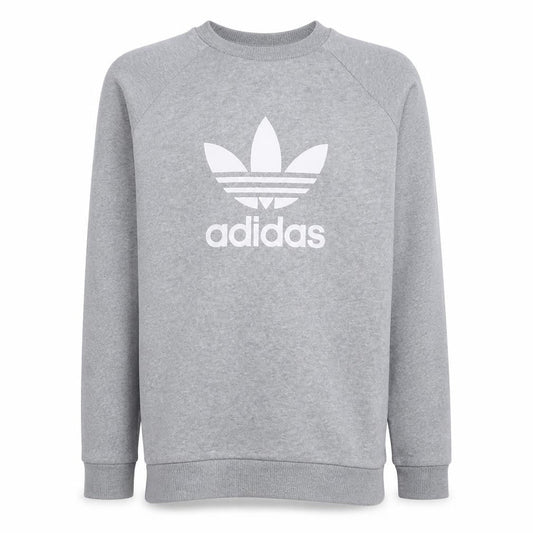 Adidas Men Grey Crew Neck Pullover Sweatshirt M Regular Fit Logo