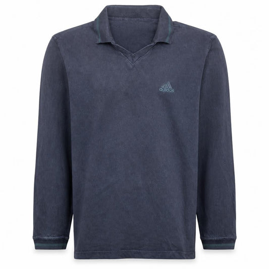 Adidas Men's Blue Vintage Henley Sweatshirt Size M