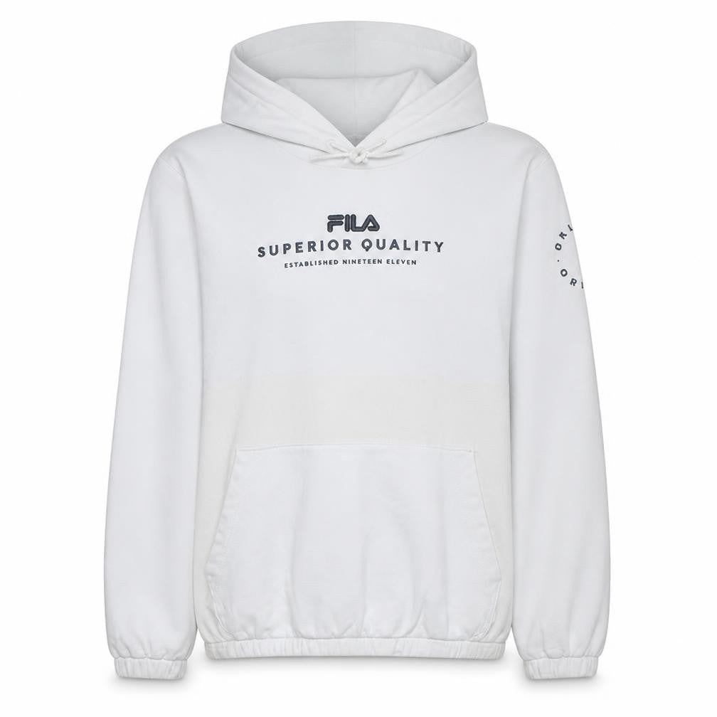 Fila Men's White Pullover Hoodie M Logo Sports Fleece Sweatshirt