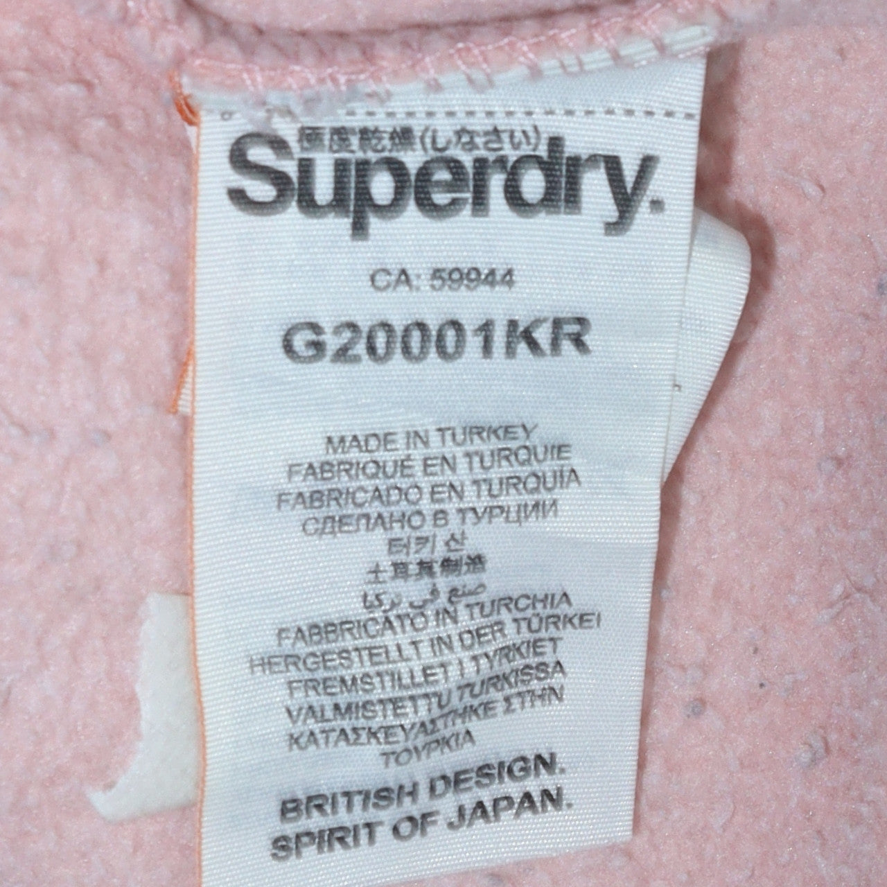 Superdry Womens Pink Pullover Hoodie Size S Rhinestone Logo Cotton Blend