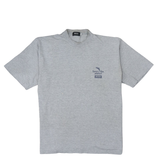 Hugo Boss Men's Grey Save the Planet Short Sleeve T-Shirt Size L