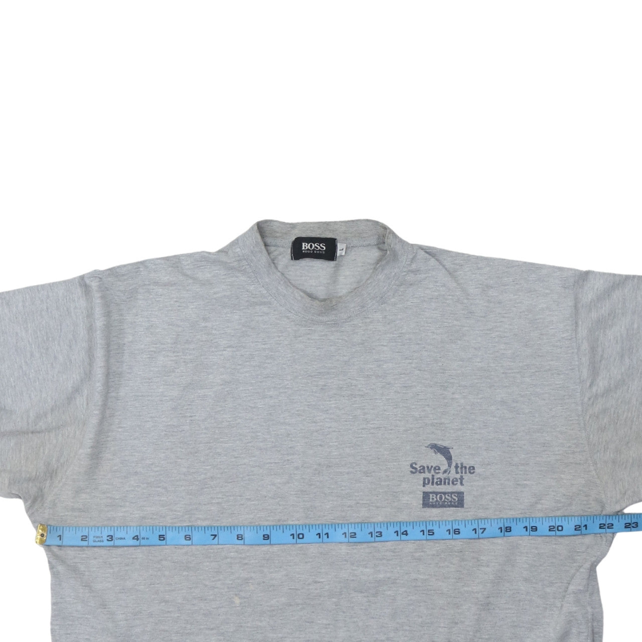 Hugo Boss Men's Grey Save the Planet Short Sleeve T-Shirt Size L