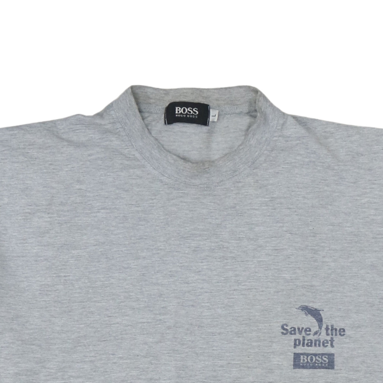 Hugo Boss Men's Grey Save the Planet Short Sleeve T-Shirt Size L