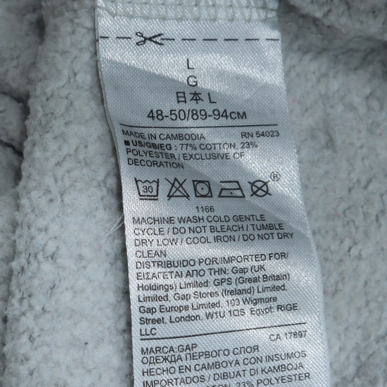 GAP Men’s Grey Pullover Hoodie L Logo Fleece Sweatshirt