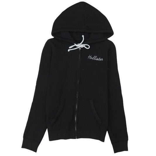 Hollister Men Black Full Zip Hoodie M Embroidered Logo California