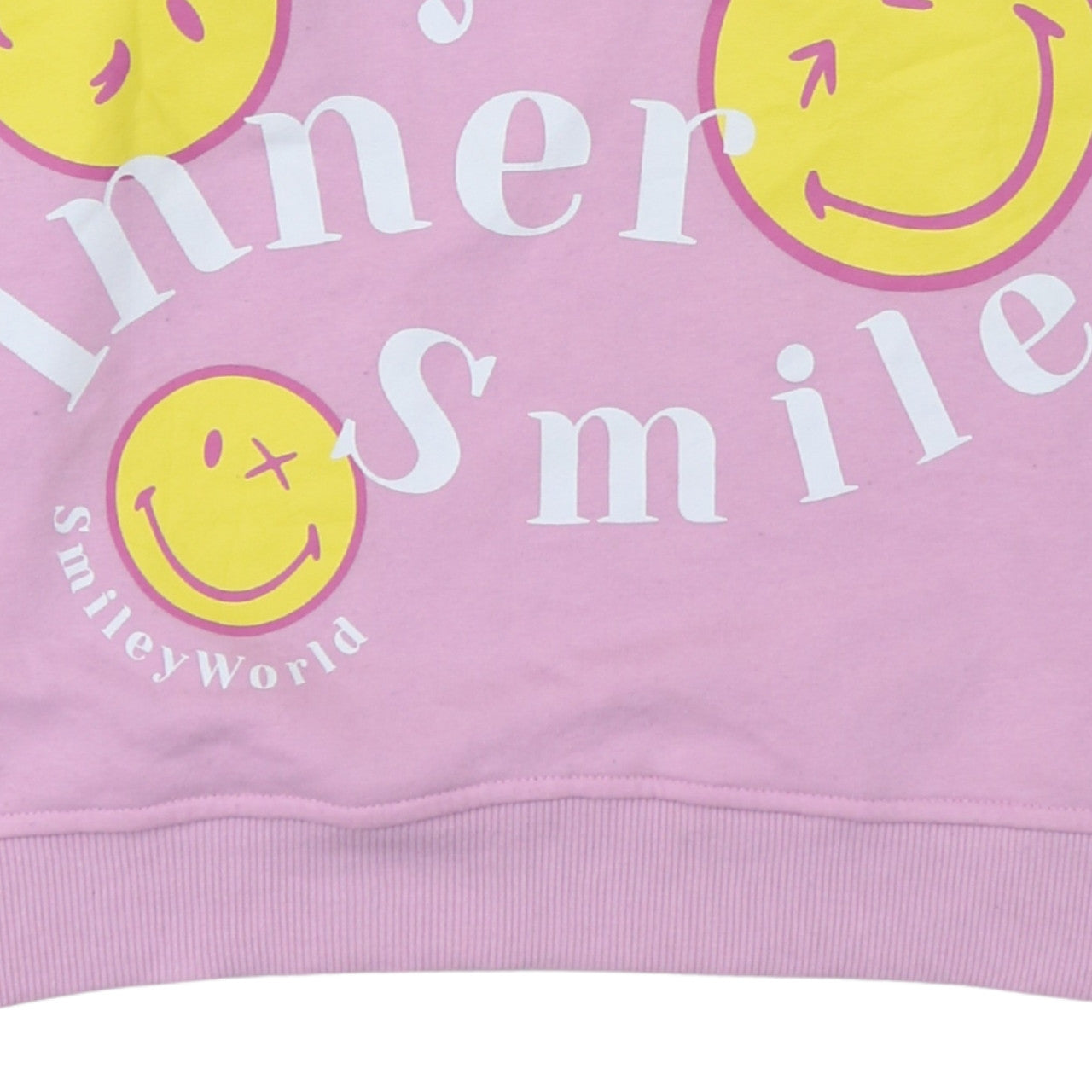 SmileyWorld Women Pink Graphic Print Pullover Sweatshirt Size S