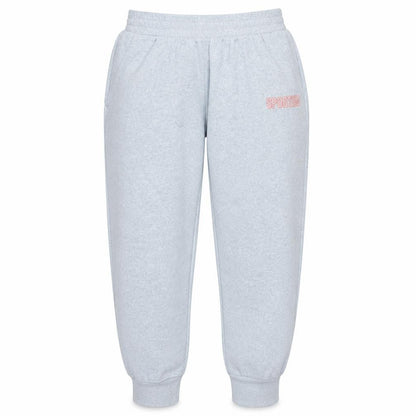 Front view of Puma women’s grey fleece sweatpants medium regular fit