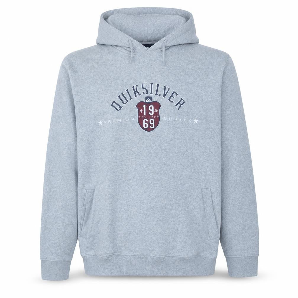 Quiksilver Men's Grey Pullover Hoodie L Graphic Print Cotton Blend