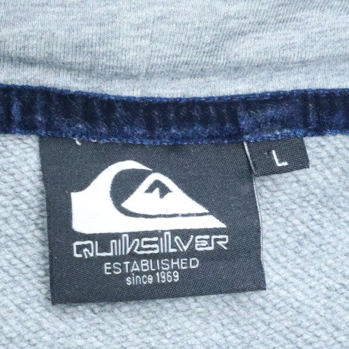 Quiksilver Men's Grey Pullover Hoodie L Graphic Print Cotton Blend