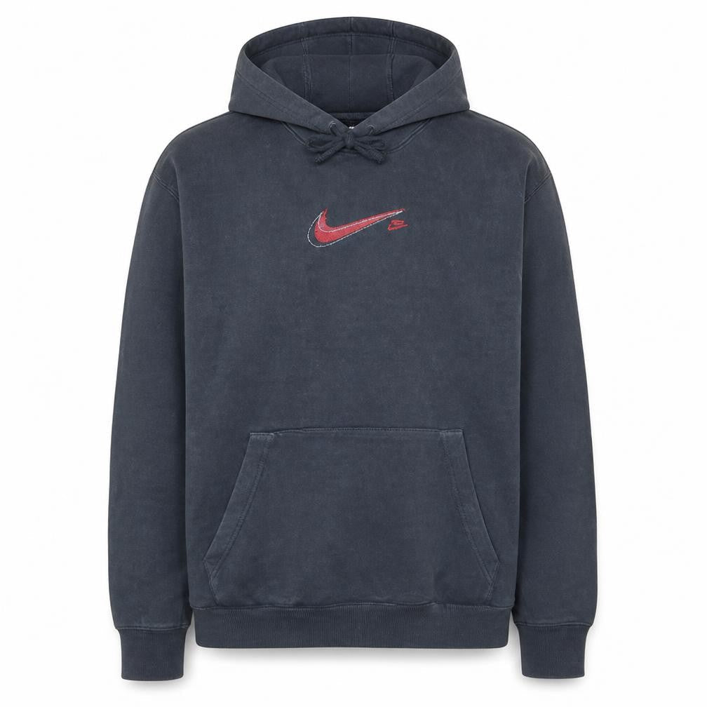 Nike Men's Black XL Pullover Hoodie with Red Logo Cotton Sweatshirt