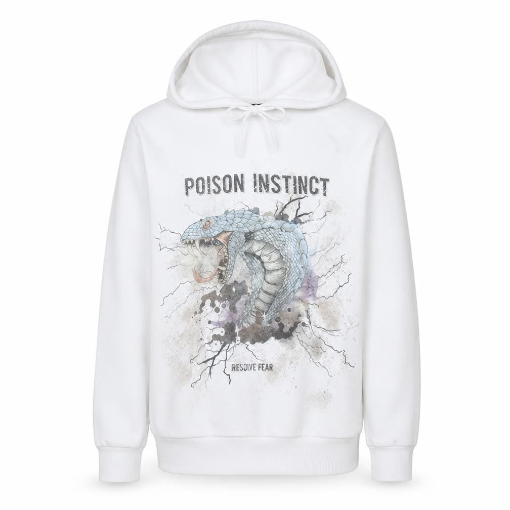 SMOG Men's White Graphic Snake Pullover Hoodie Size S Regular Fit