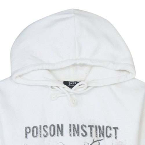 SMOG Men's White Graphic Snake Pullover Hoodie Size S Regular Fit