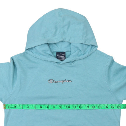 Champion Girls Blue Pullover Hoodie X-Large 13-14 Years Cotton Blend