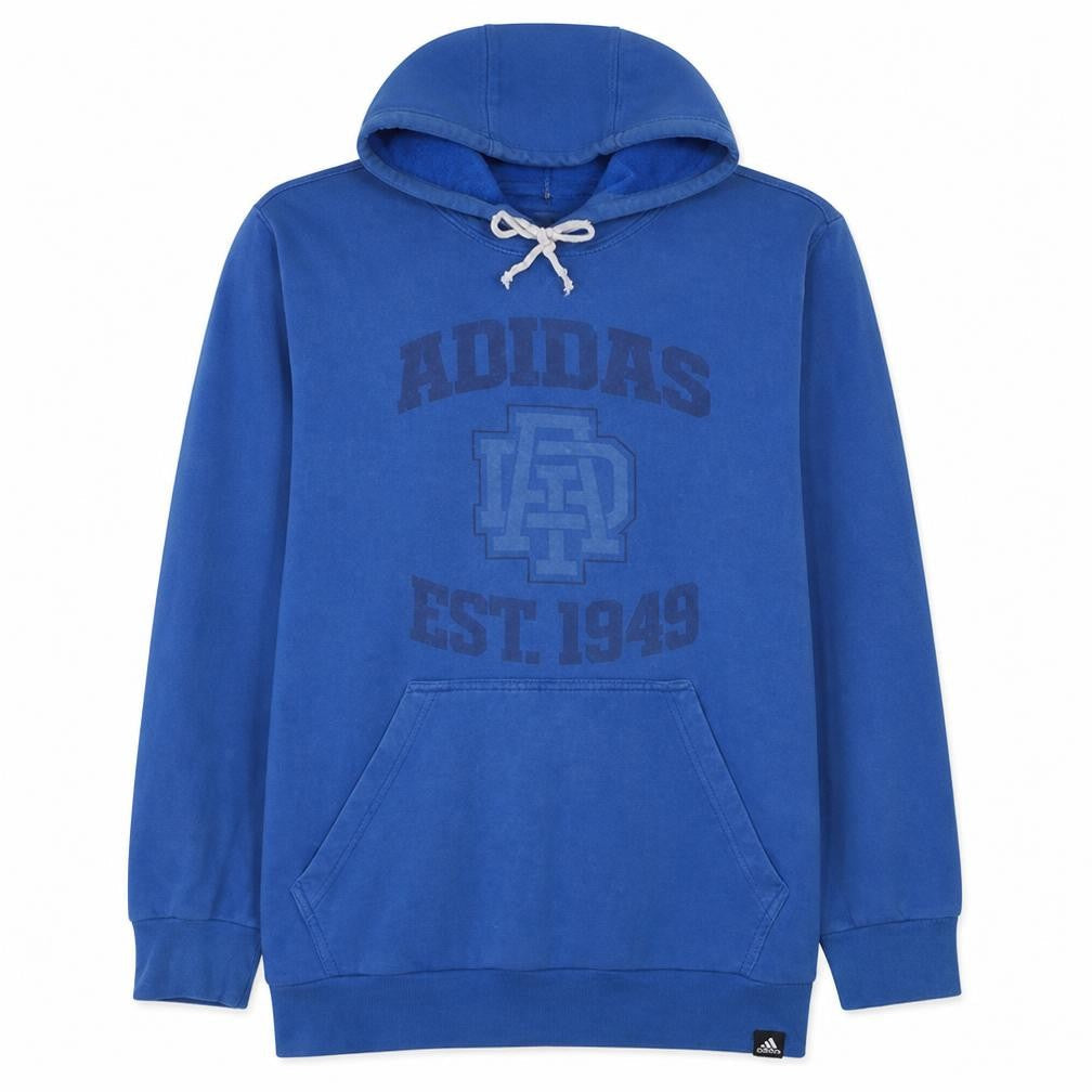 Adidas Men’s Blue Pullover Hoodie L Logo Fleece Sweatshirt